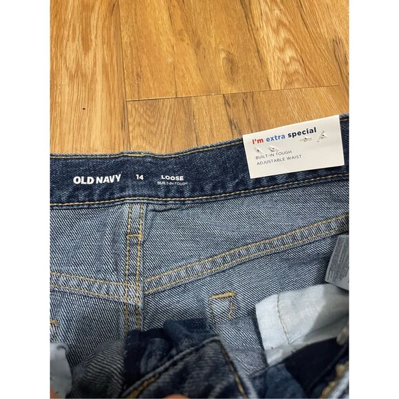 Old Navy Girls 14 Loose Built in Adjustable Waist NEW Distressed Jeans - Picture 3 of 5